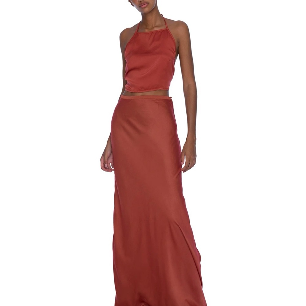 AWAVEAWAKE Silk Halter Tie Top